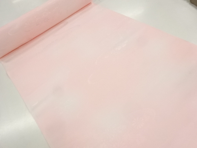 JAPANESE KIMONO / ANTIQUE BOLT FOR JUBAN / WOVEN FLORAL PLANTS